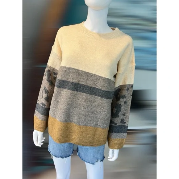 MYSTREE Color block fall sweater S M L - Picture 5 of 8